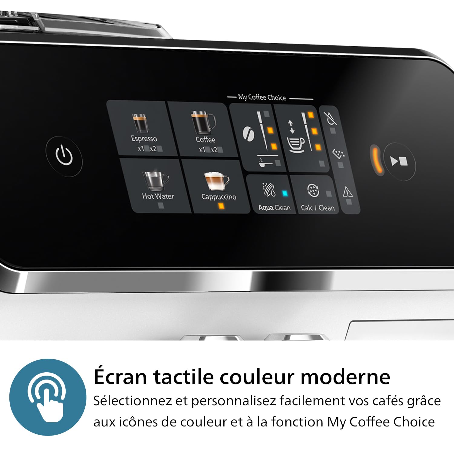 Philips Machine à Expresso Automatique Série 2300-4 Boissons, Écran tactile couleur moderne, Système de lait LatteGo, SilentBrew, Broyeur en Céramique