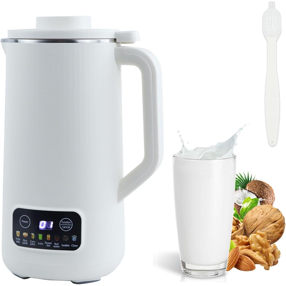 GAESHOW Machine à Lait de Noix, 600ml Machine Automatique à Lait de Soja, avec Démarrage Différé/Maintien au Chaud/Autonettoyant et Autres Fonctions, avec 10 Lames de Feuilles, Acier Inoxydable 304 : Cuisine et Maison