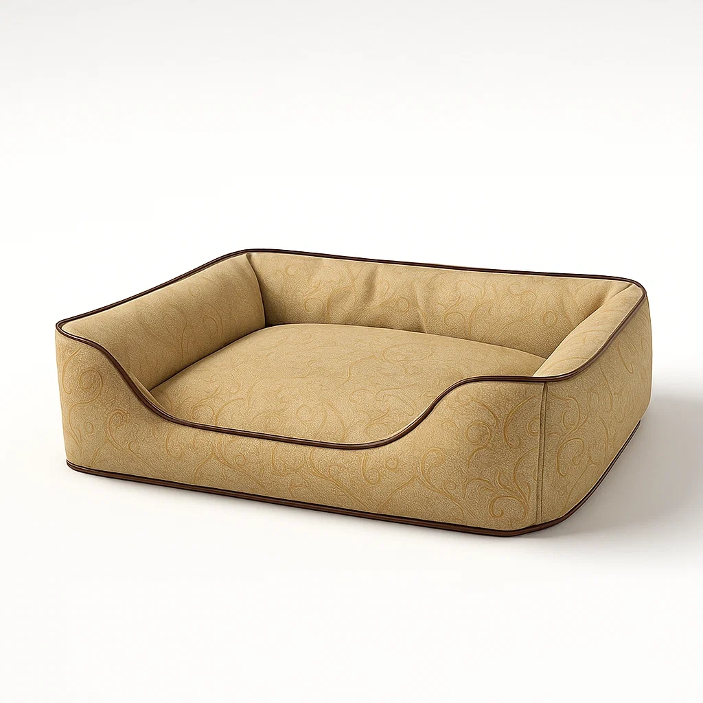 Coussin pour chien en tissu polyester beige/marron 80x60x20 cm