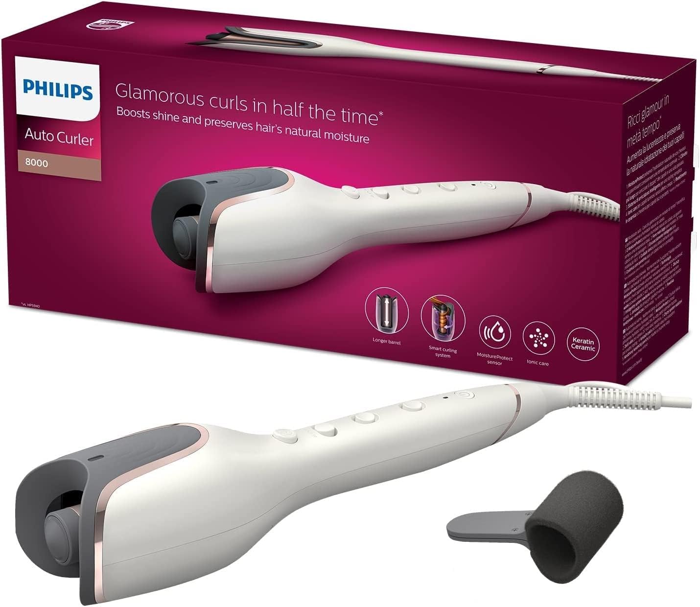Philips Fer à friser automatique StyleCare Prestige avec système de boucles innovant (modèle BHB876/00)