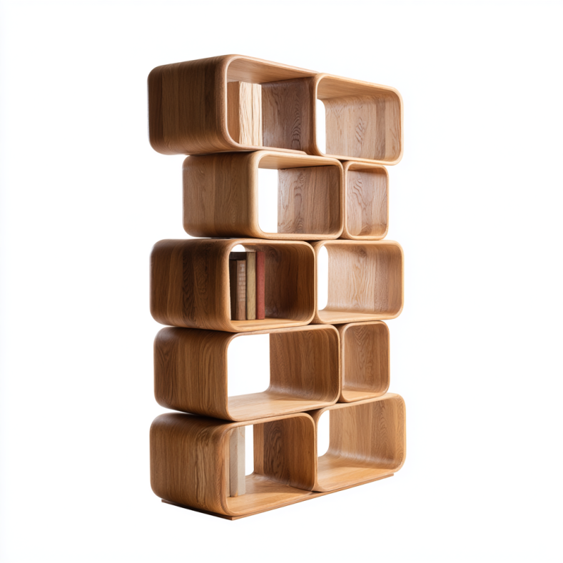 Bibliothèque moderne en bois naturel – Unlimited