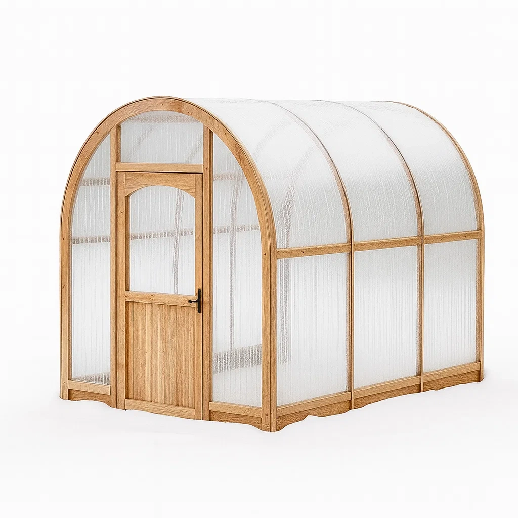 Serre de jardin tunnel en bois et polycarbonate