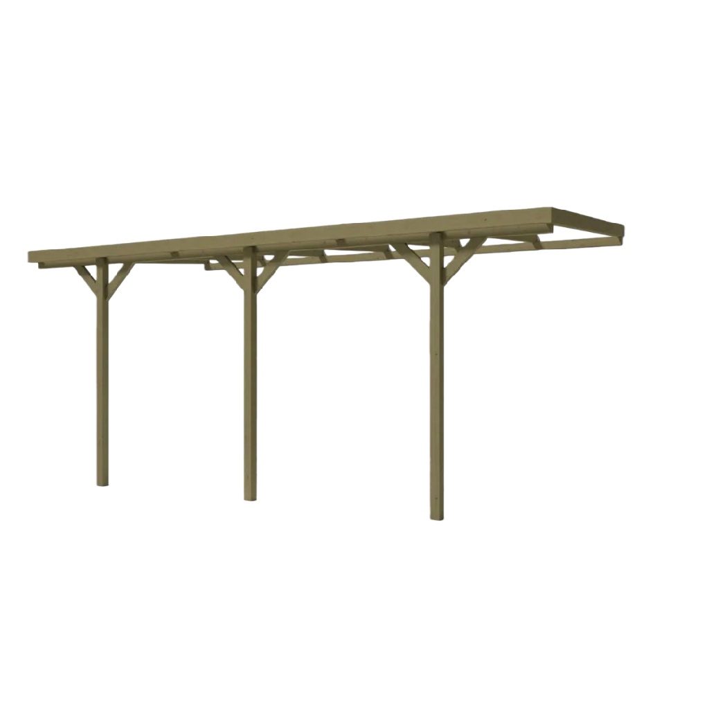 Toiture Adossée en Bois Traité à Toit Plat – Abri Terrasse Long