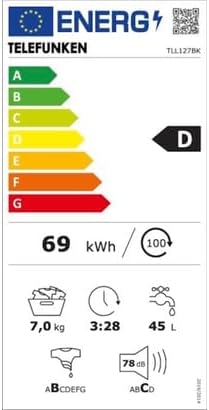 Lave-linge à chargement frontal Telefunken TLL127BK