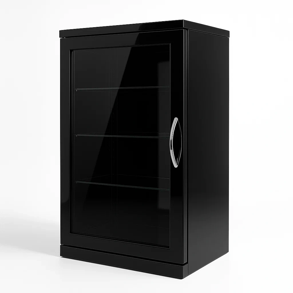 Vitrine en métal avec porte en verre noir 100 x 60 x 40 cm