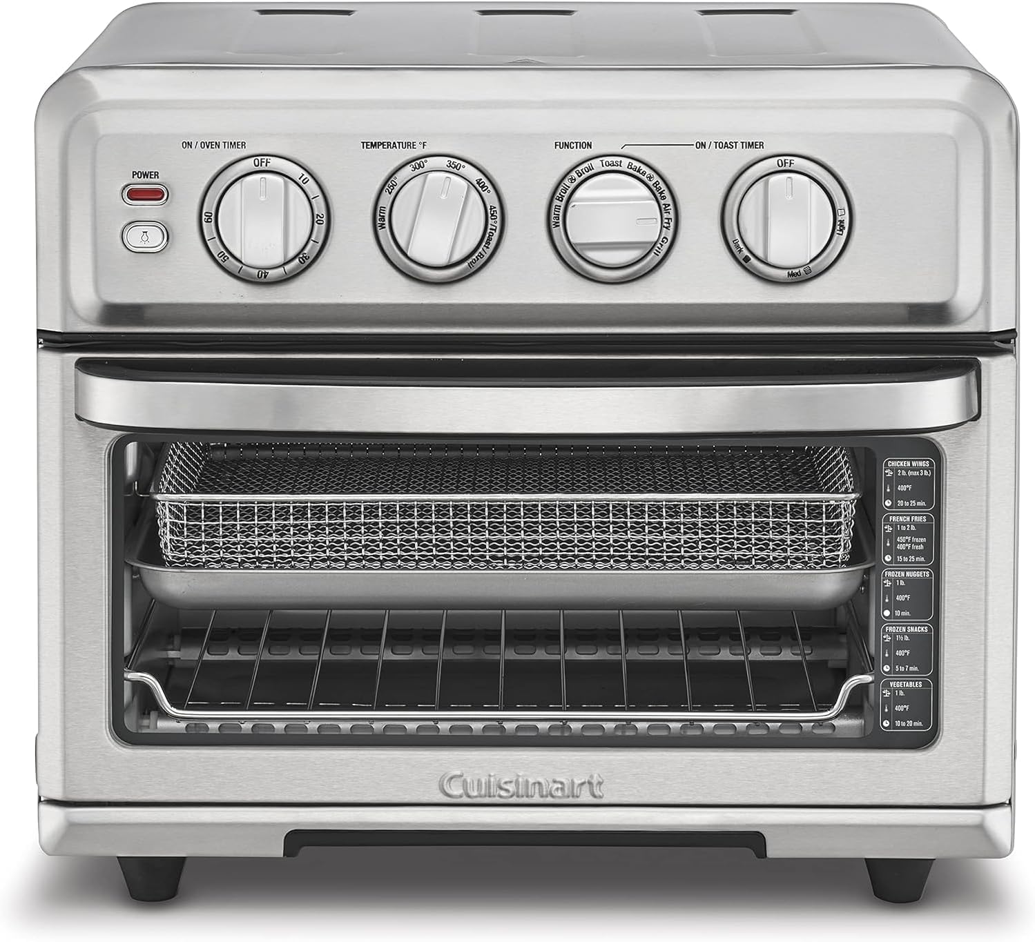 CUISINART Air Fryer + Convection Toaster Oven, 8-1 Oven with Bake, Grill, Broil & Warm Options, Stainless Steel, TOA-70