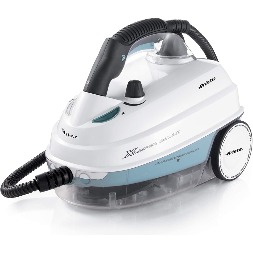 Ariete 4146 XVapor Deluxe, Nettoyeur Vapeur Mobile avec Réservoir de 1,6 Litres, 1 Heure d'Autonomie, 5 Bar, Compartiment à Accessoires Intégré, Autonomie jusqu'à 55', Cable de 6 m, 1500W, Blanc : Cuisine et Maison