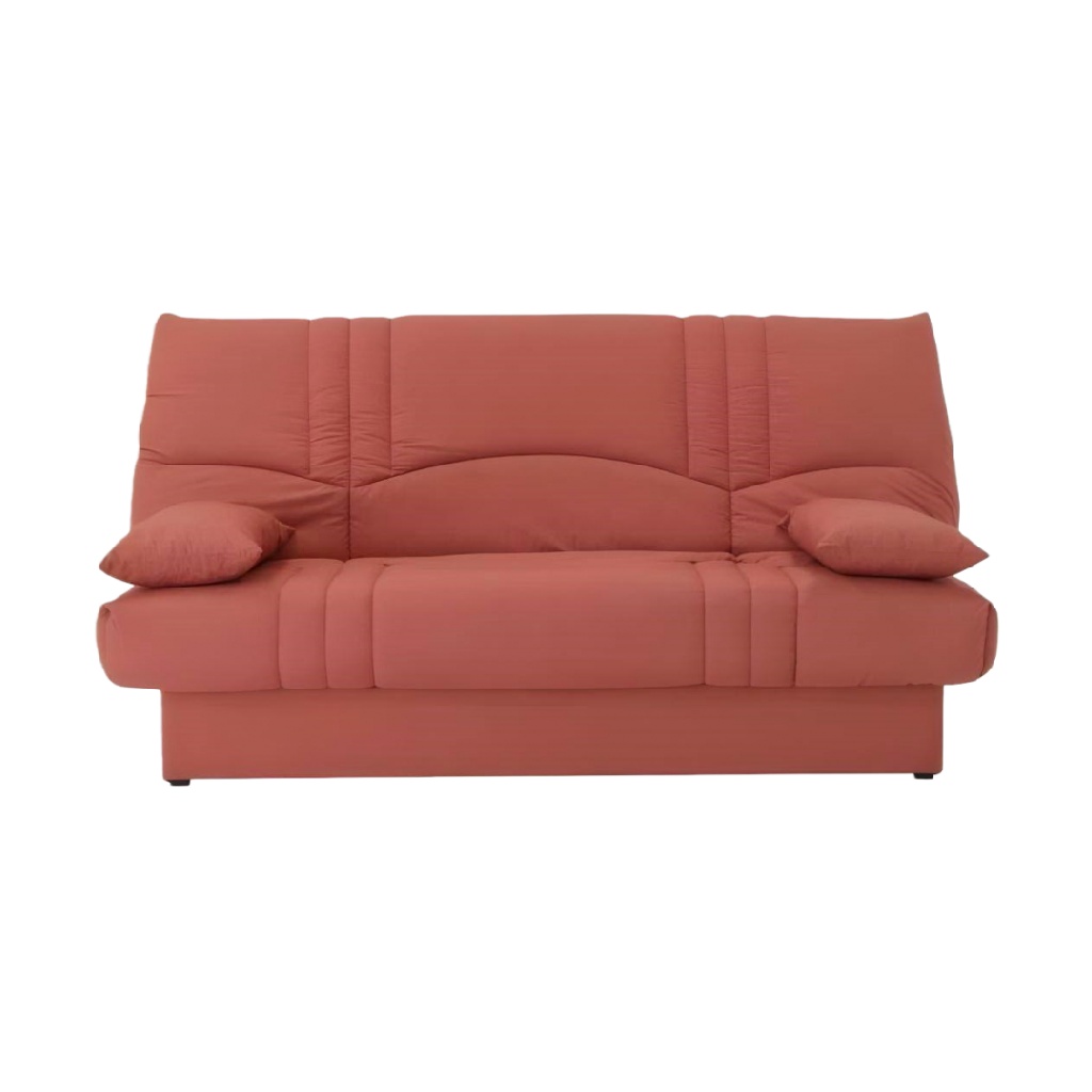 Canapé convertible en tissu rouge corail – style cocooning