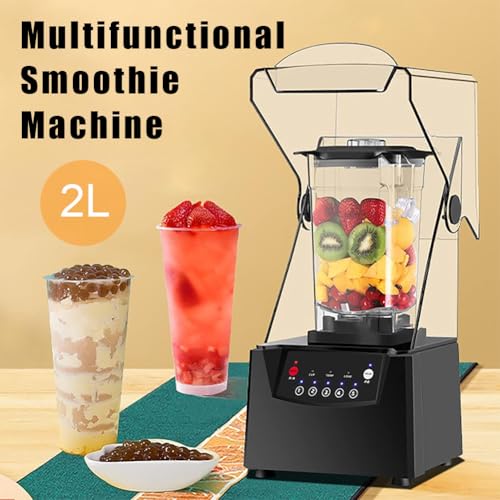 Mélangeur Commercial Silencieux, Machine de Cuisson à paroi cassée silencieuse de 1000 W avec récipient de 2 L, Machine à Smoothie de mélangeur de 17 000 TR/Min avec Moteur en cuivre Pur pour : Cuisine et Maison