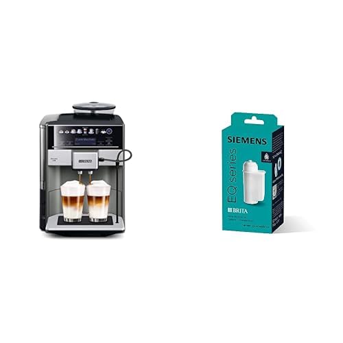 Siemens Set, machine à café tout automatique, EQ6 plus s500, aromaDouble Shot, système autoMilk Clean, gris/noir TE655203RW + BRITA Intenza filtre à e