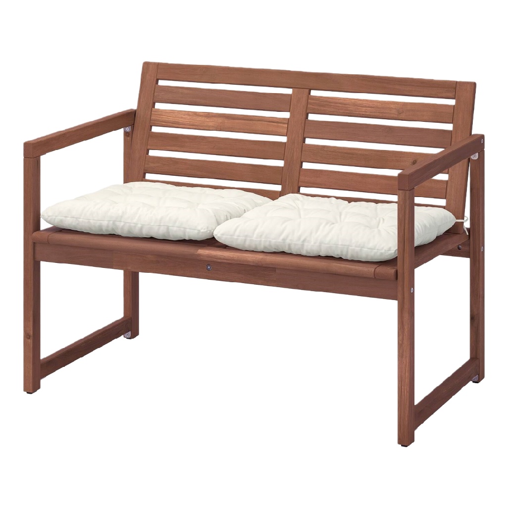 Banc de jardin en bois avec coussins – 2 places