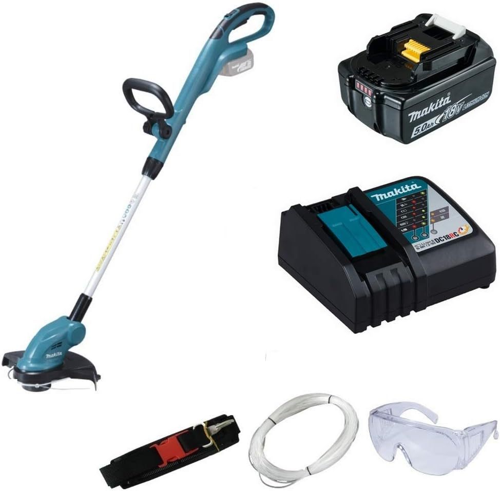 Makita Akku-Rasentrimmer DUR181Z 18V + BL1850B Akkupack 5,0Ah + Ladegerät DC18RC