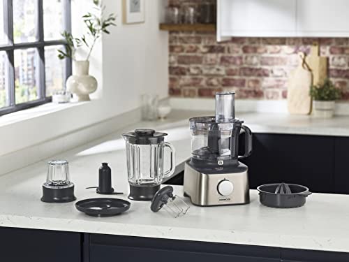 Kenwood Multipro Compact  FDM313SS Robot de cuisine compact avec balance intégrée, lame en acier inoxydable, 3 plateaux de travail et 6 autres accessoires, boîtier en métal, 800 W, argent : Cuisine et Maison