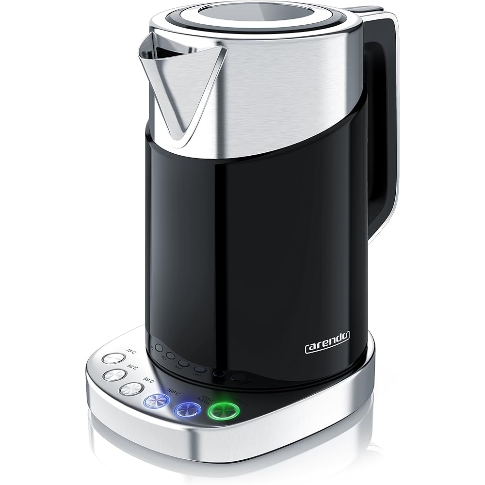 Arendo - Bouilloire en acier inoxydable de 3000 watts - 1,7 litres - Base à 4 températures sélectionnables - maintien au chaud - 3 filtres anti calcaire - Arrêt automatique - double paroi - Sans BPA : Cuisine et Maison