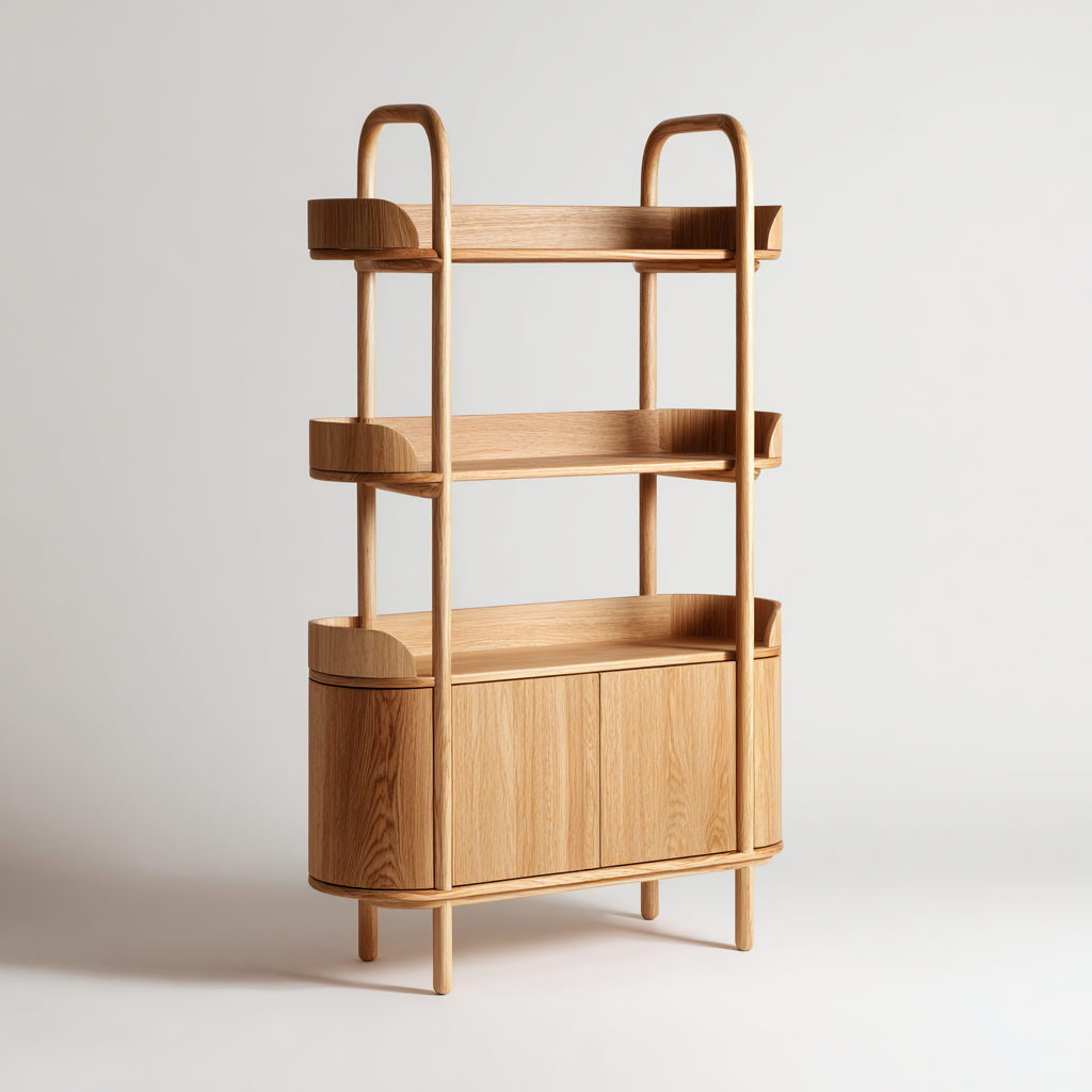 Étagère de rangement en bois à 3 niveaux avec placard bas intégré