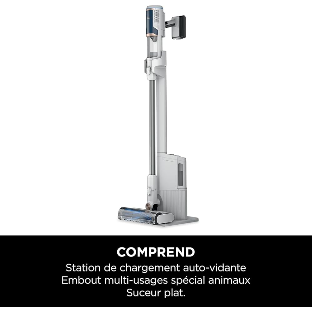 Shark Clean & Empty Aspirateur sans fil, système vidange automatique, aspirateur léger anti-poils avec outils animaux et interstices, autonomie 40 minutes, station de chargement, blanc/bleu, BU3521EU : Cuisine et Maison