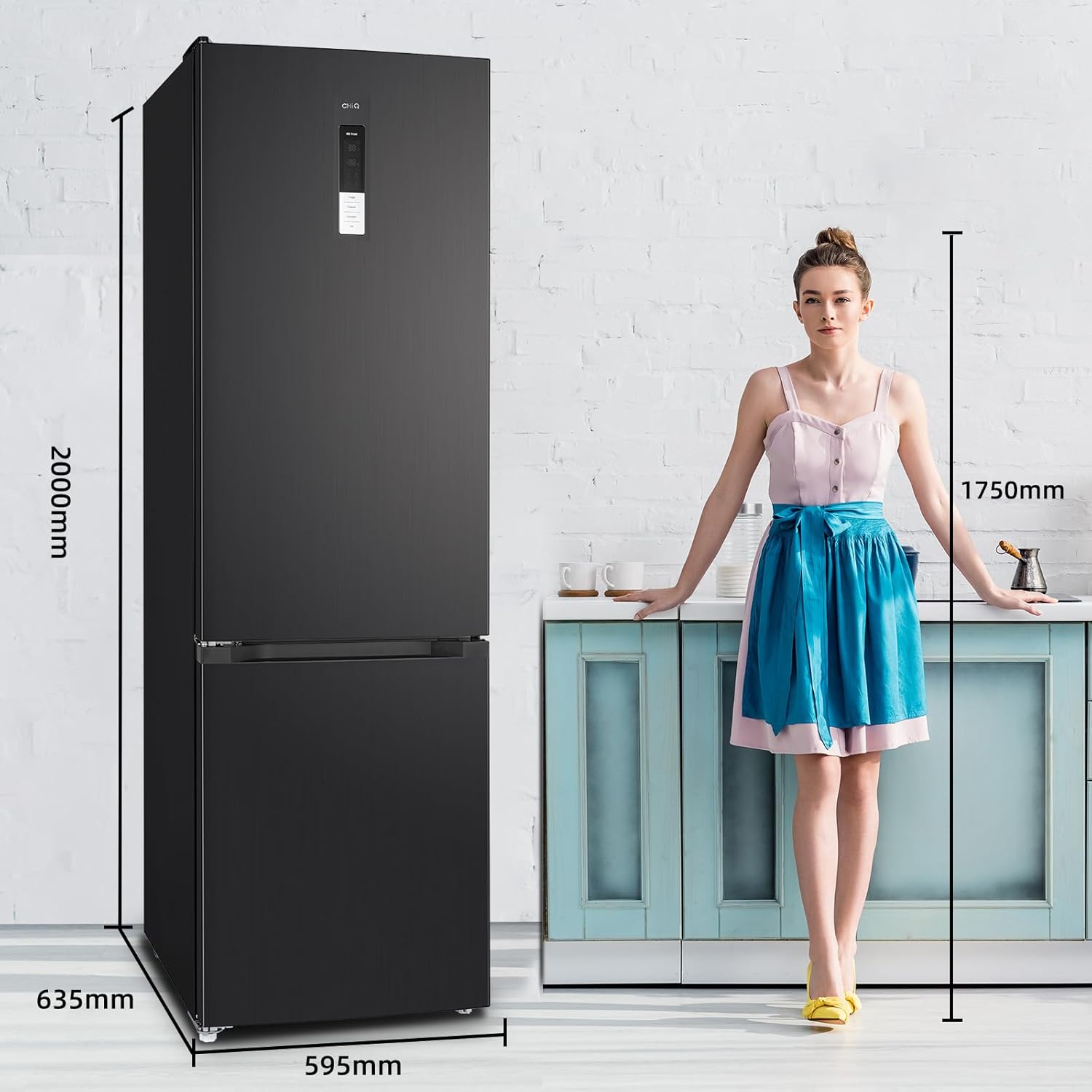 Combiné réfrigérateur-congélateur CHIQ, capacité totale 356 litres (260 +96 litres)