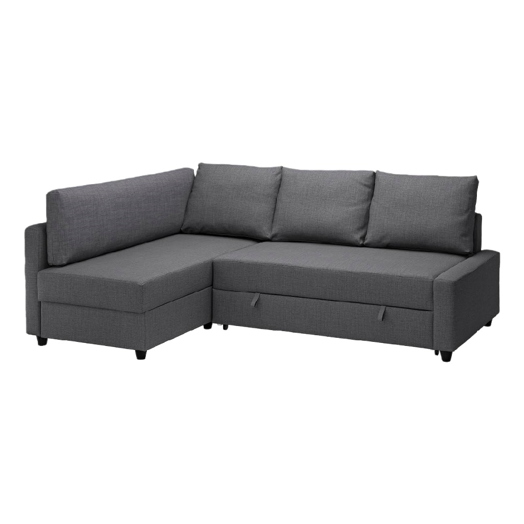 Canapé d’angle convertible avec coffre de rangement – Tissu gris 3 places