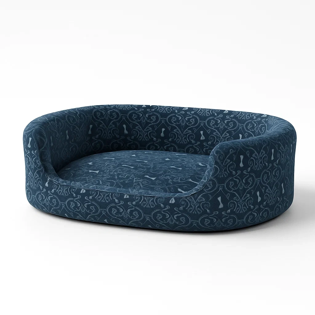 Coussin pour chien en tissu motif bleu 80x50x25 cm