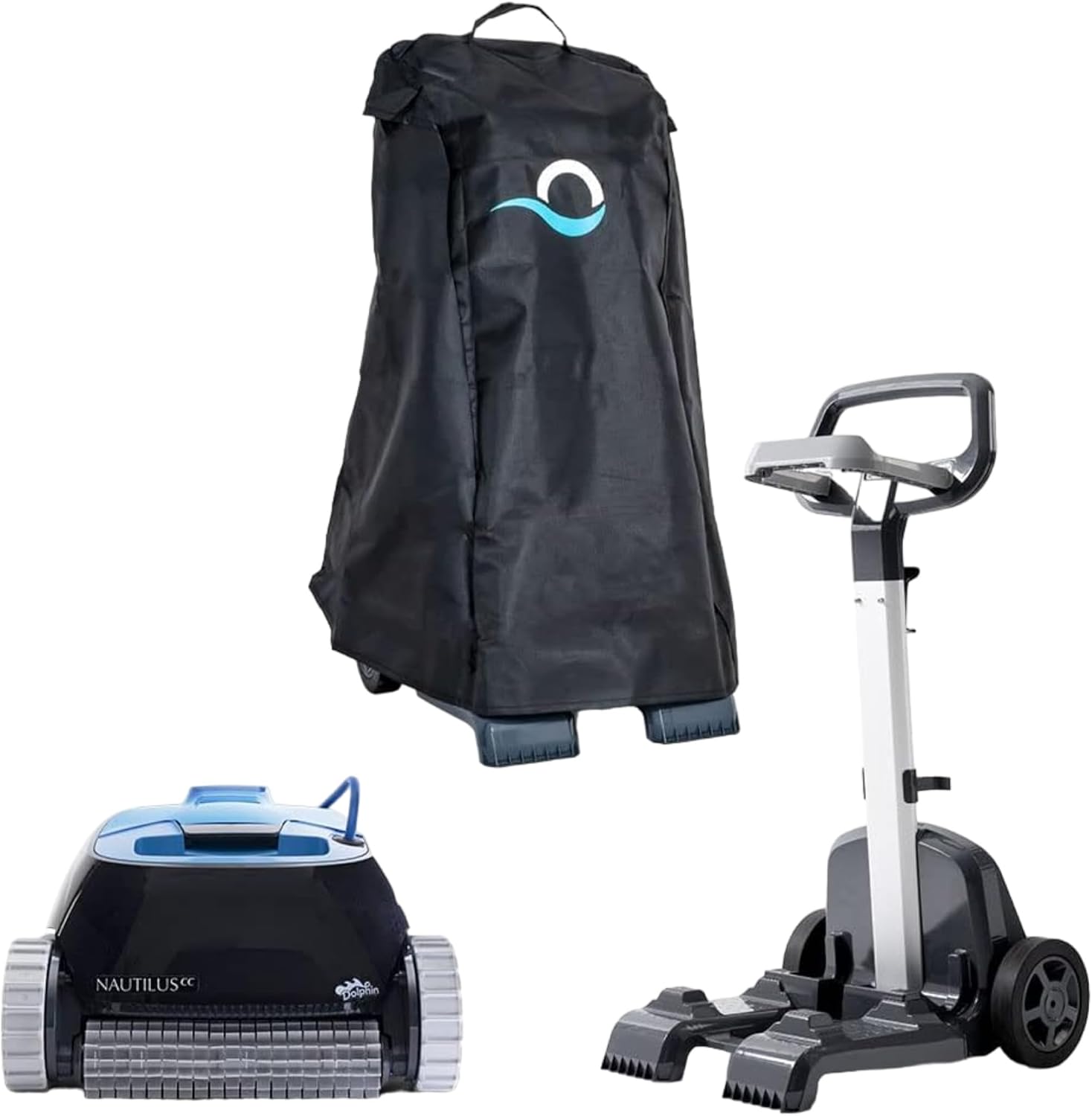 Dolphin Nautilus CC Robot Nettoyeur de Piscine électrique pour Piscine enterrée Jusqu’à 10 m avec Caddy du Transport et Housse de Protection Classique