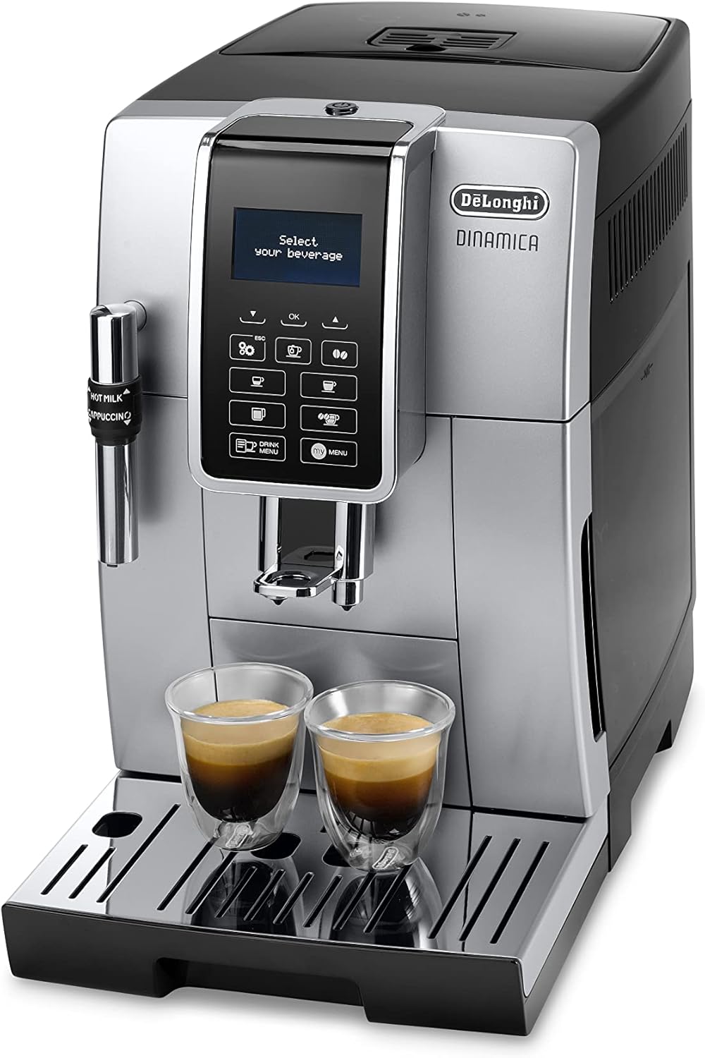 De'Longhi Dinamica Machine a Café Grain ECAM350.35 SB, Machine Expresso et Cappucino, 2L, Argent et Noir