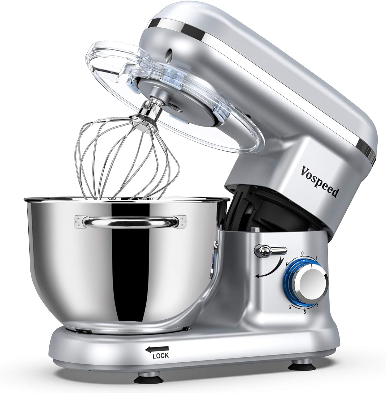 Vospeed Robot Patissier 1500W, 6QT Gateau Mélangeur lectrique Cuisine Avec Acier Inoxydable Bowl, Batteur, Crochet Pétrisseur, Fouet Pourcuisson, Lave-vaisselle (Noir)