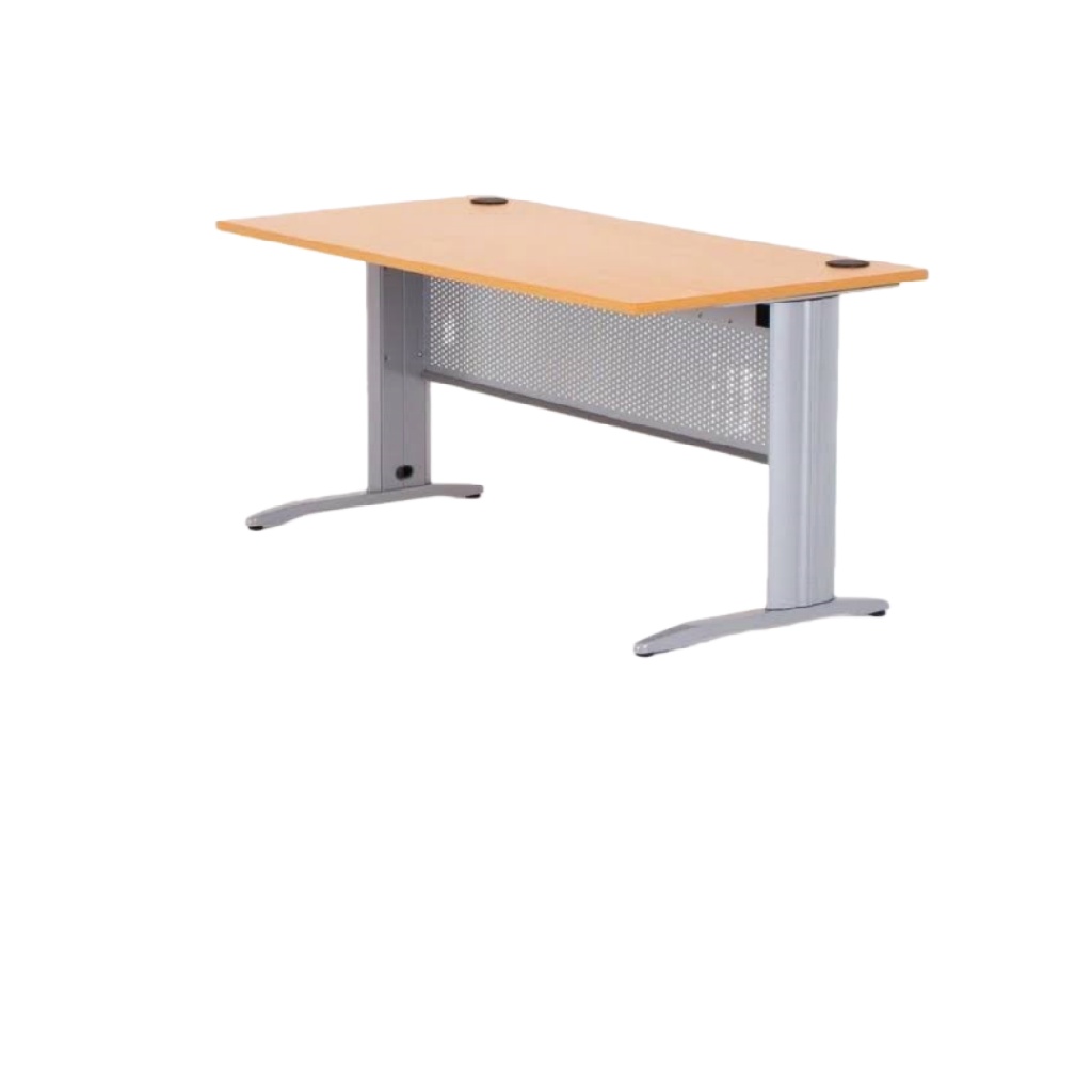 Bureau professionnel en métal et bois — Plateau hêtre clair