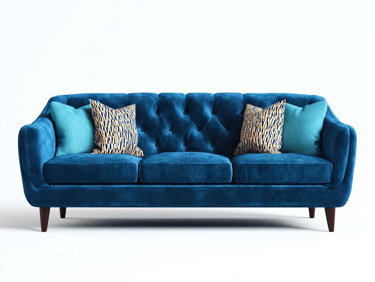 Canapé 3 places tissu 205x88x92 cm - bleu - design élégant