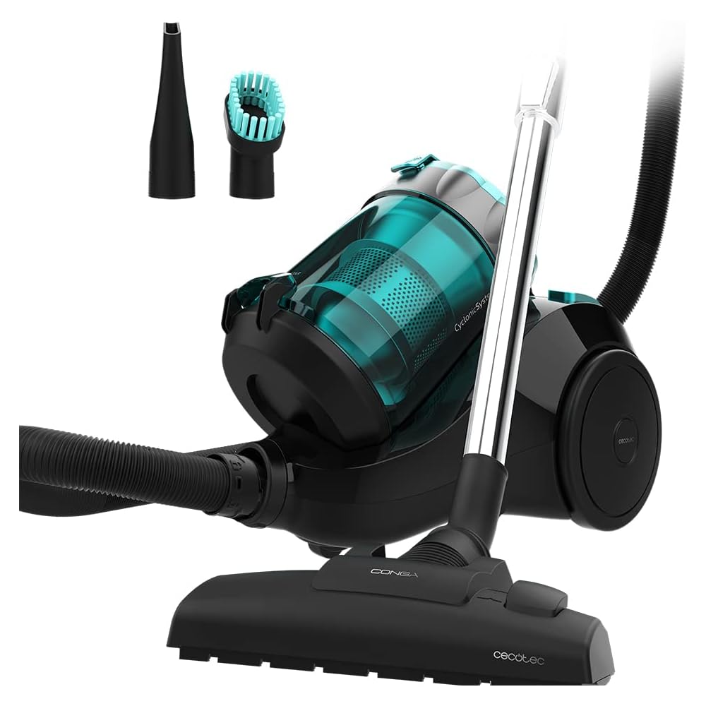 Cecotec Aspirateur sans Sac Conga Rockstar Multicyclonic, Aspirateur Traineau Puissant 800 W, Multicyclonique, Capacité de 2,5 L, Filtre à Haute Efficacité, Tube en métal, 2 Accessoires : Cuisine et Maison