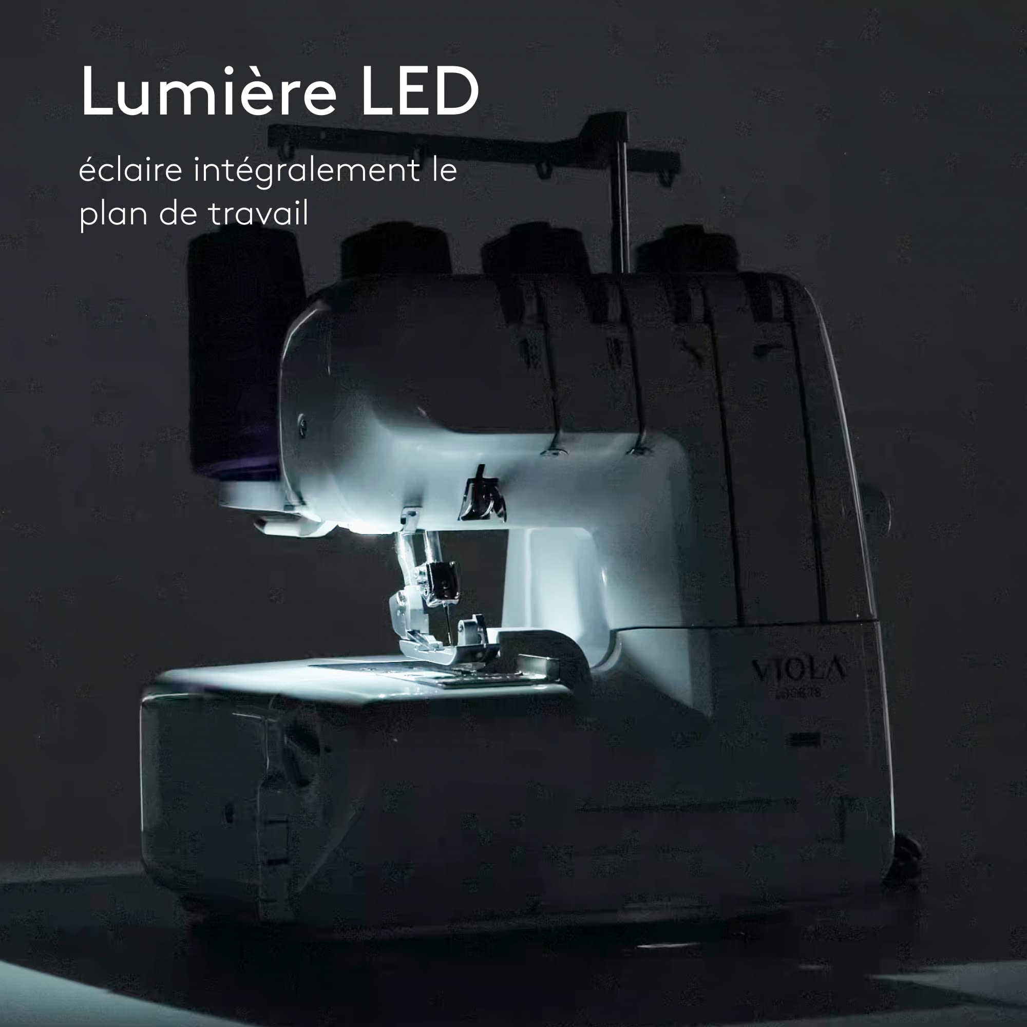 VIOLA LOOK T8 Surjeteuse avec Différentiel, Enfilage Simplifié, Machine à Coudre Overlock Facile à Utiliser 2/3/4 Fils, Lumière LED, Silencieuse