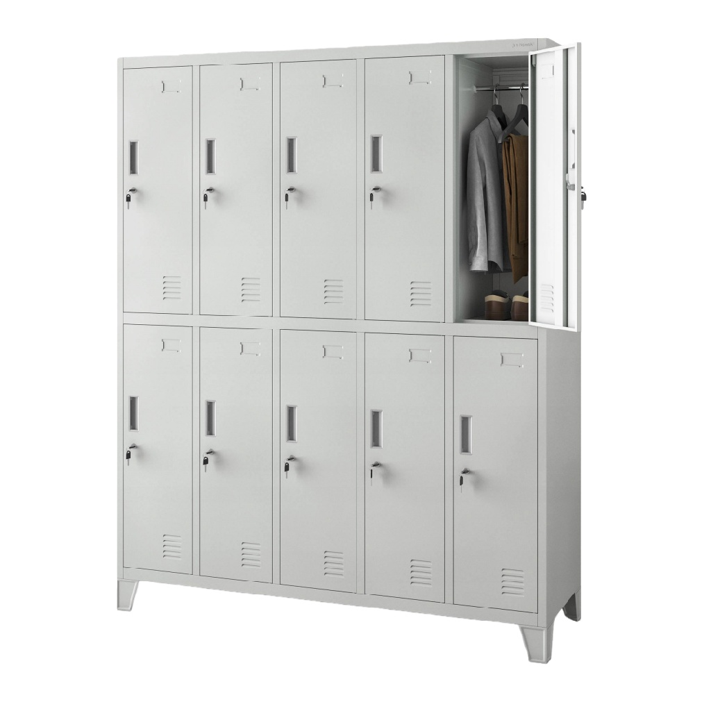 Vestiaire métallique 10 portes, gris