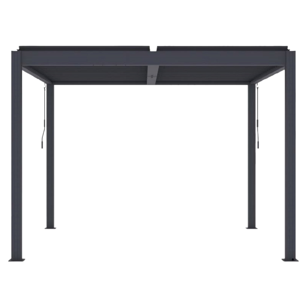 Pergola bioclimatique en aluminium gris anthracite à lames orientables