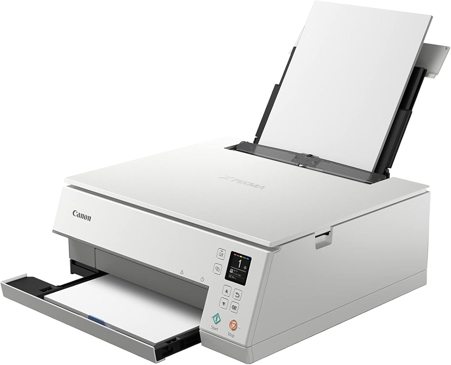 Canon PIXMA TS6350a Drucker Farbtintenstrahl Multifunktionsgerät DIN A4 (Fotodrucker, Scanner, Kopierer, OLED, 4.800x1.200 dpi, USB, WLAN, 5 separate Tinten, Duplexdruck, 2 Papierzuführungen), schwarz