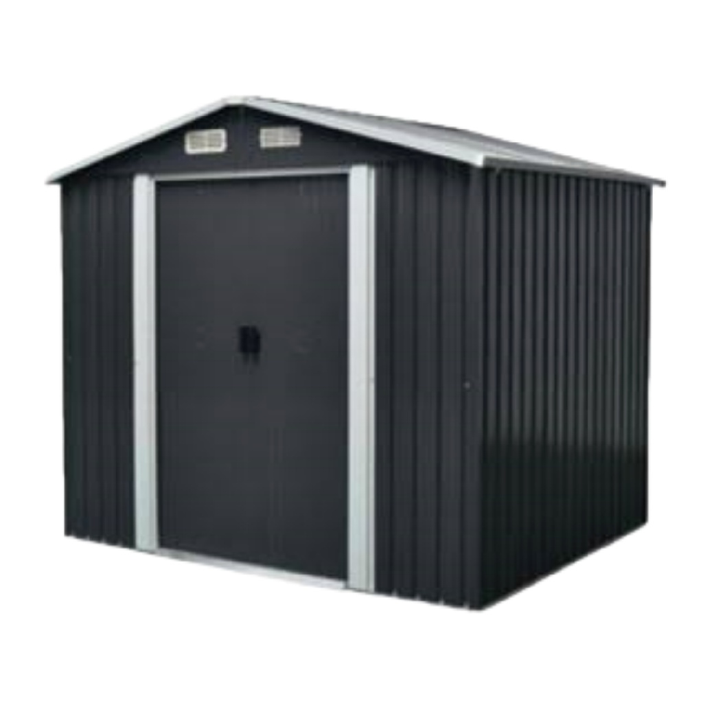 Abri de jardin en métal galvanisé 190×121×181 cm – cabane extérieure anthracite avec double porte coulissante et ventilation