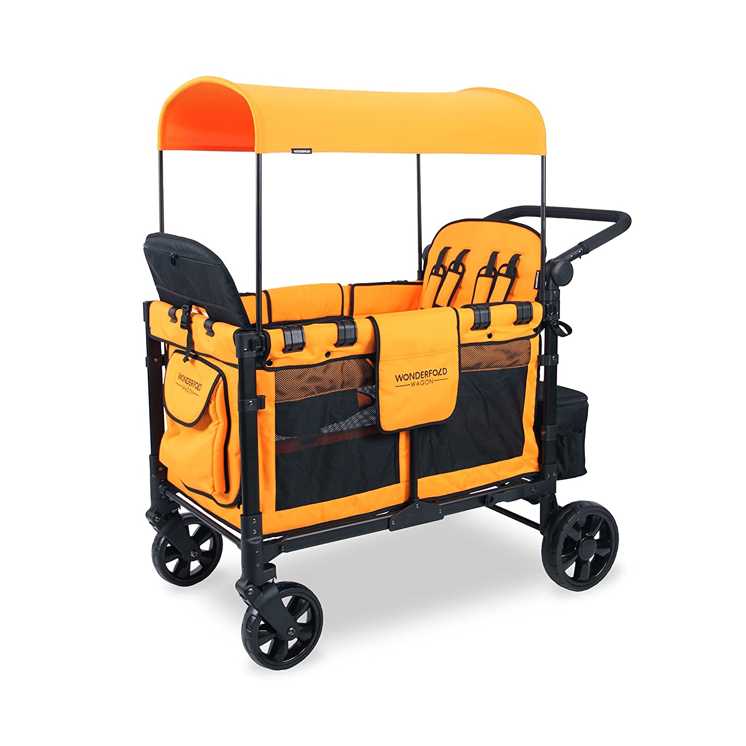 W0NDERF0LD W4 Elite Quad Stroller Wagon Featuring 4 Face-to-Face Seats
