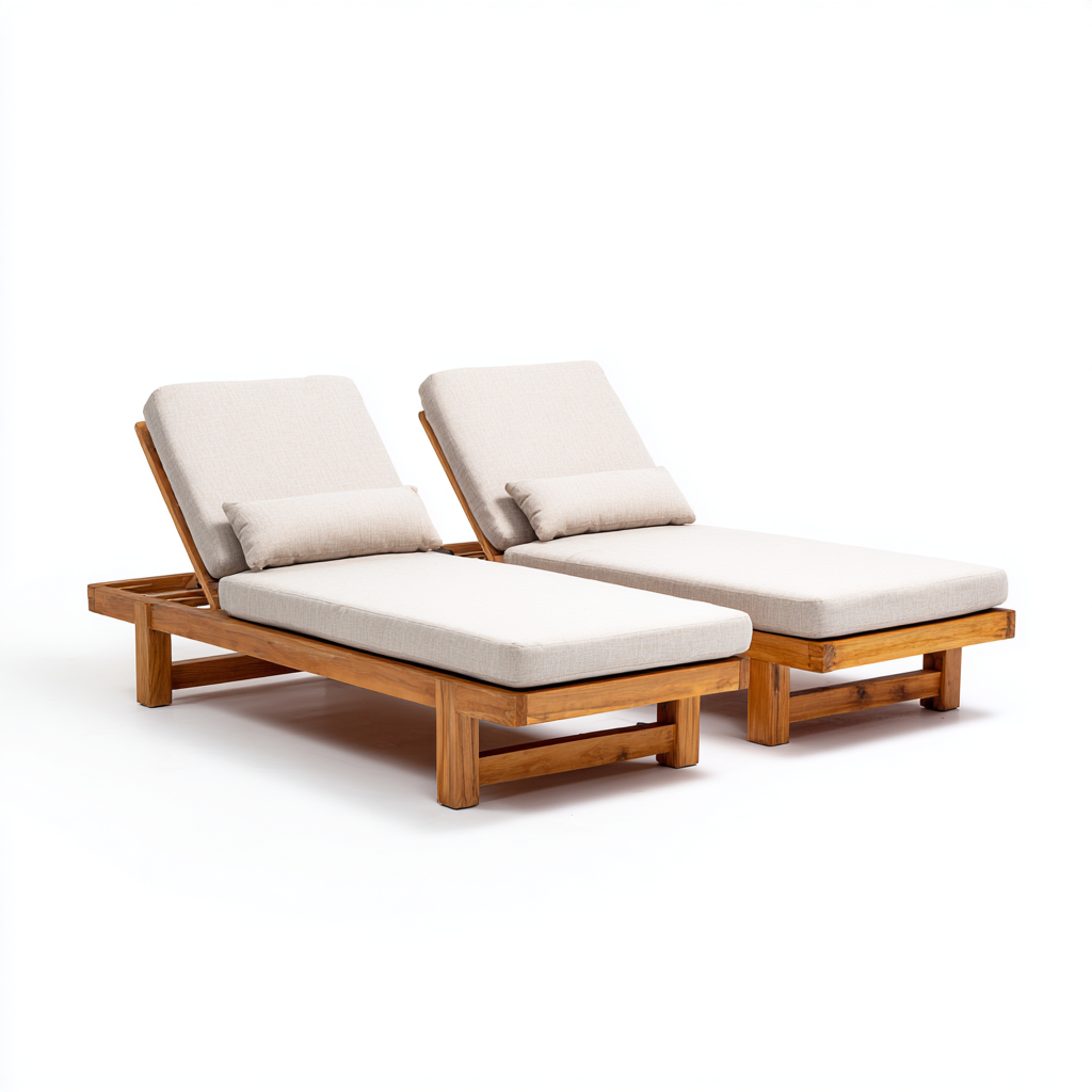 Transat d'Extérieur en Résine Tressée avec Coussins Blancs - Lot de 2