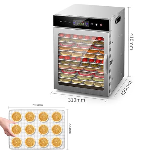 MOOTACO Deshydrateur Alimentaire,Séchoir à fruits 12 plateaux en acier inoxydable avec commande tactile et éclairage,800W séchage des aliments,24H,réglage de la température : Cuisine et Maison