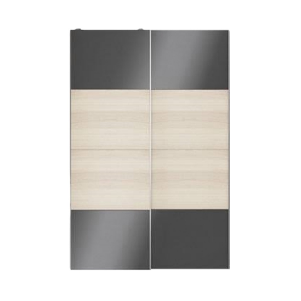 Armoire à Portes Coulissantes Bicolore - Gris Anthracite et Chêne Clair