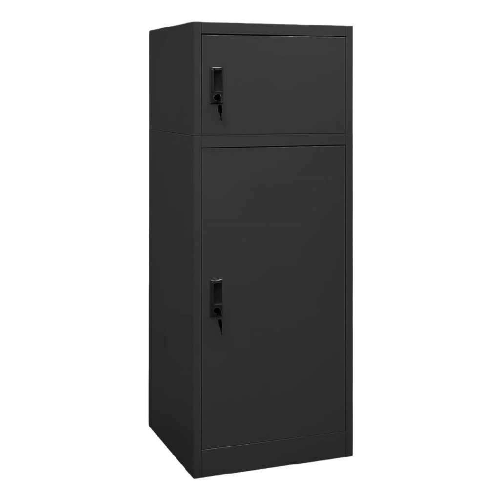 Armoire métallique noire à 2 compartiments verrouillables