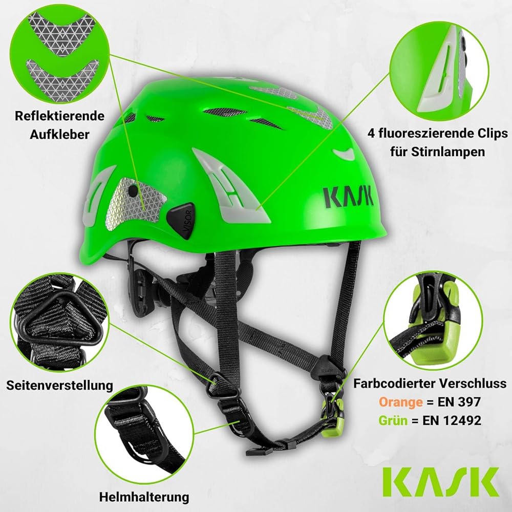 KASK Superplasma PL HiViz 2.0 Casque de protection, casque d'alpinisme, casque d'escalade industrielle, taille 51-62 cm, réglable universellement, couleur : noir : Bricolage
