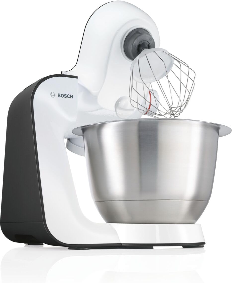 Bosch, robot ptissier, moteur 900 watts, mélange homogène 3D, 7 vitesses, accessoires ptisserie, compact, blanc/gris, MUM54A00