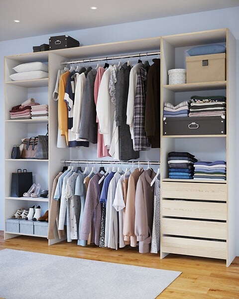 Kit de dressing extensible Tristan – Chêne clair – Blanc – Mode de vie