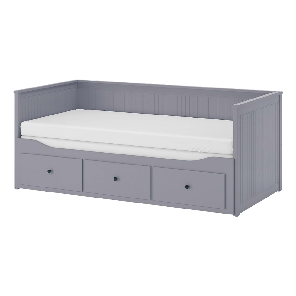 Canapé-lit gris avec 3 tiroirs — Lit gigogne convertible 2 places