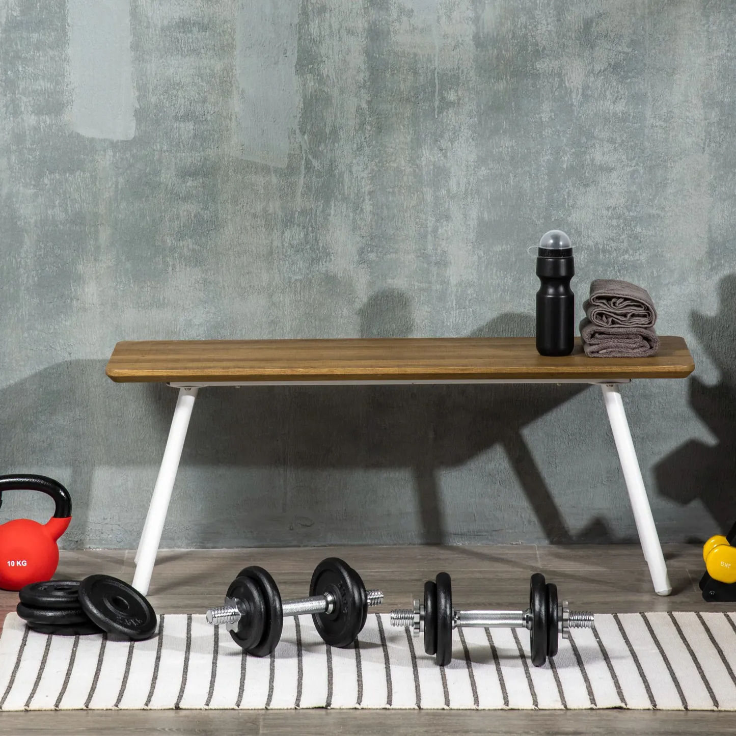 HOMCOM Hantelnset 2-in-1 Kurzhantel Langhantel kombinierbar Eisen