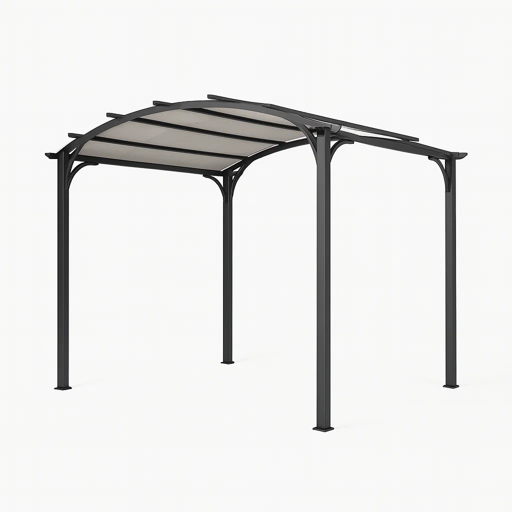 Pergola en acier et polycarbonate noir/beige 280 x 250 x 230 cm