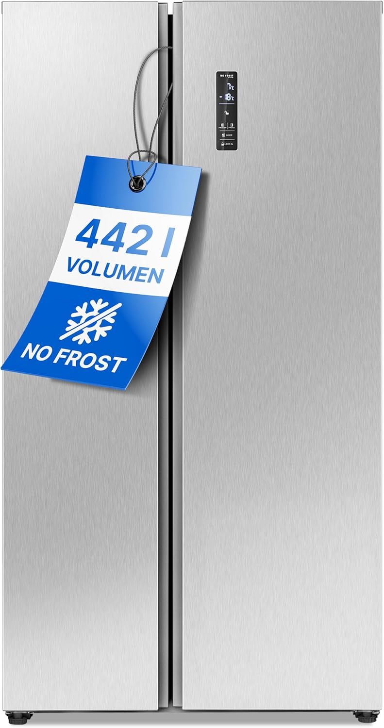 Bomann® Side by Side Kühl Gefrierkombination | No Frost | 442L Inhalt | Kühlschrank mit Gefrierfach | Kühlschrank mit MultiAirflow-Technologie | Verbrauch 287 kWh/Jahr | SBS 7344 inox