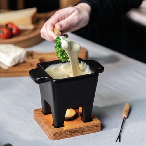 Boska Tapas Fondue Nero   Pour 2 personnes   Capacité de 300 ml   Fourchettes à fondue incluses   Convient au micro ondes et au lave vaisselle : Cuisine et Maison