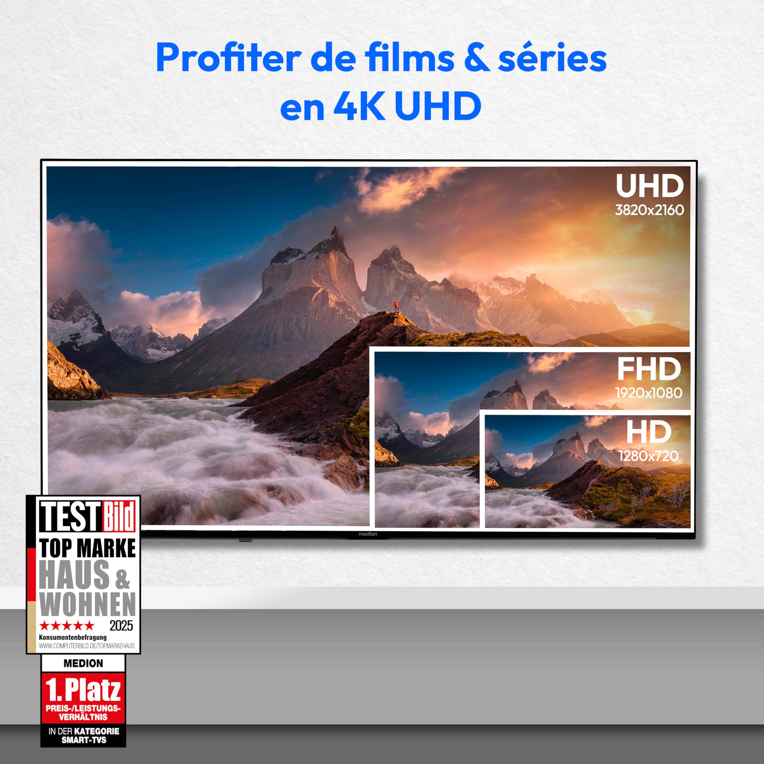 MEDION Téléviseur 55 Pouces 4k (138,8 cm) QLED Television (Fire TV, Smart, Dolby Vision HDR, Dolby Atmos, Prime Video, Bluetooth, DVB-T2, MD 855800)