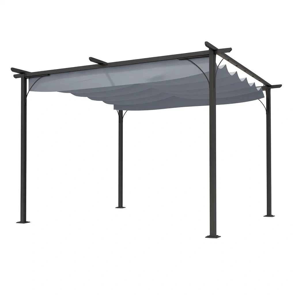 Pergola en aluminium avec toile en polyester gris