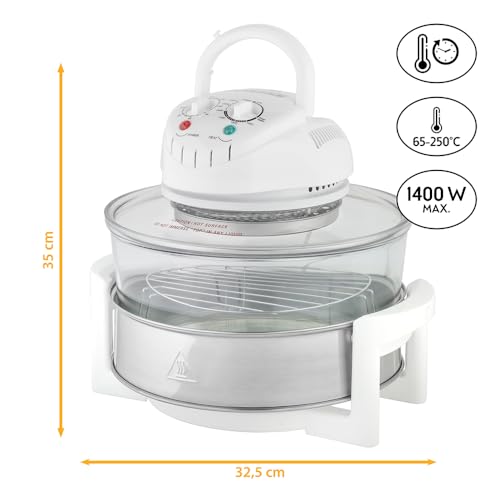 TZS First Austria Four halogène, 12 17L, Four à convection avec poignée 1400W, Minuteur 60, 240V, Blanc, Four combiné grill et thermostat 0 250°C : Cuisine et Maison